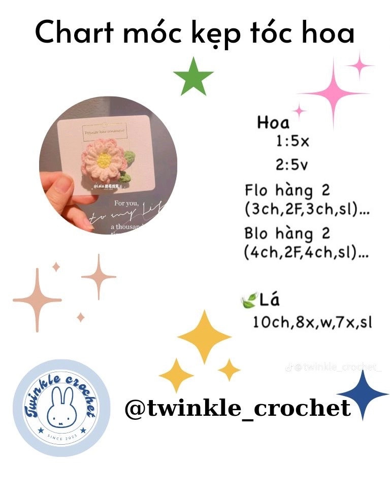 Chart móc len kẹp tóc và búp bê mini dễ thương