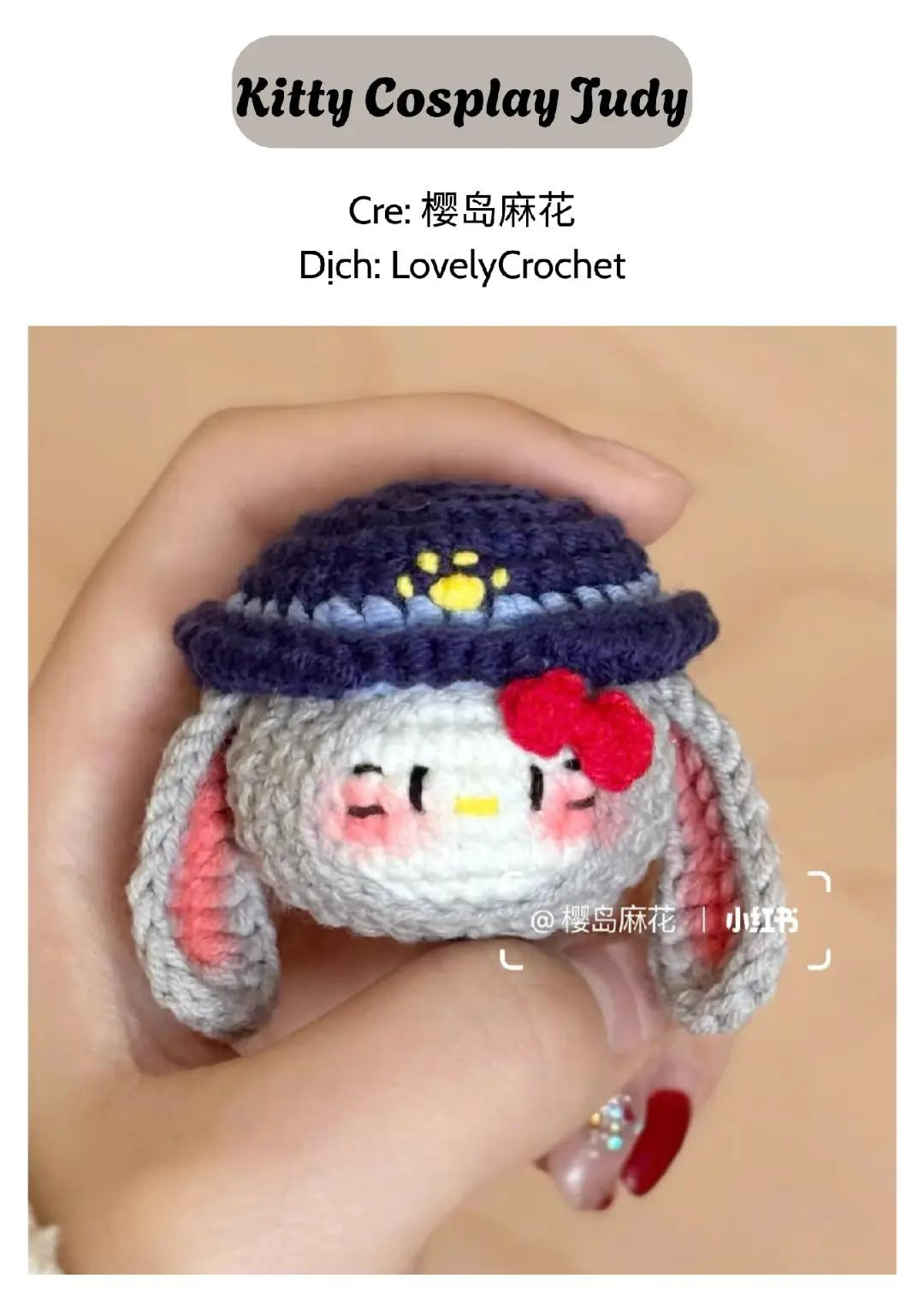 Chart móc len Kitty Cosplay Judy cảnh sát dễ thương