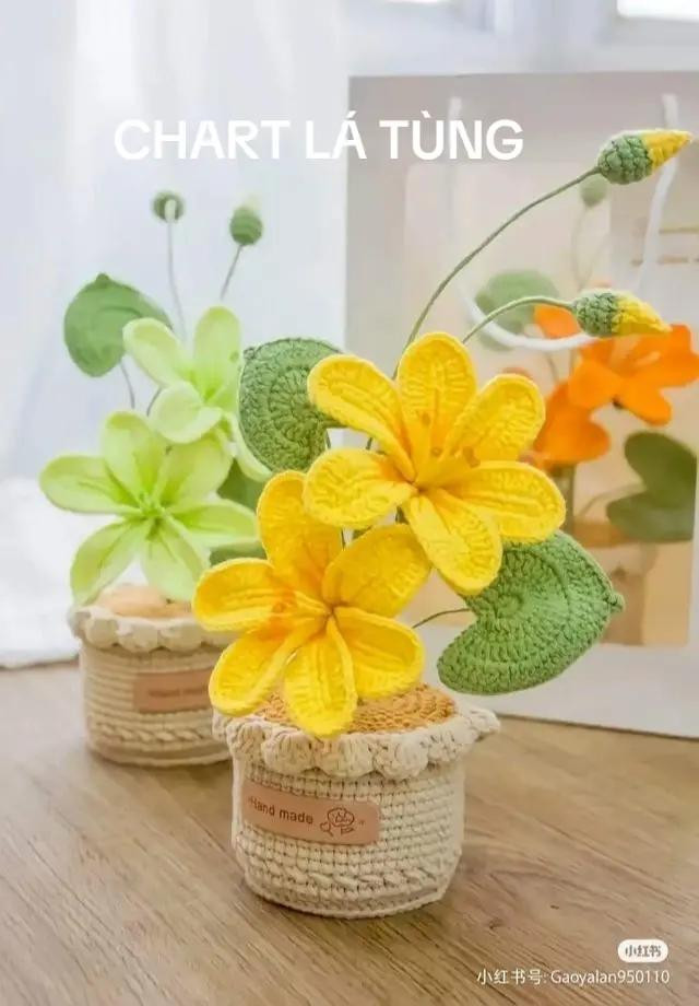 Chart móc len lá hoa Tùng màu xanh, hướng dẫn chi tiết từng hàng
