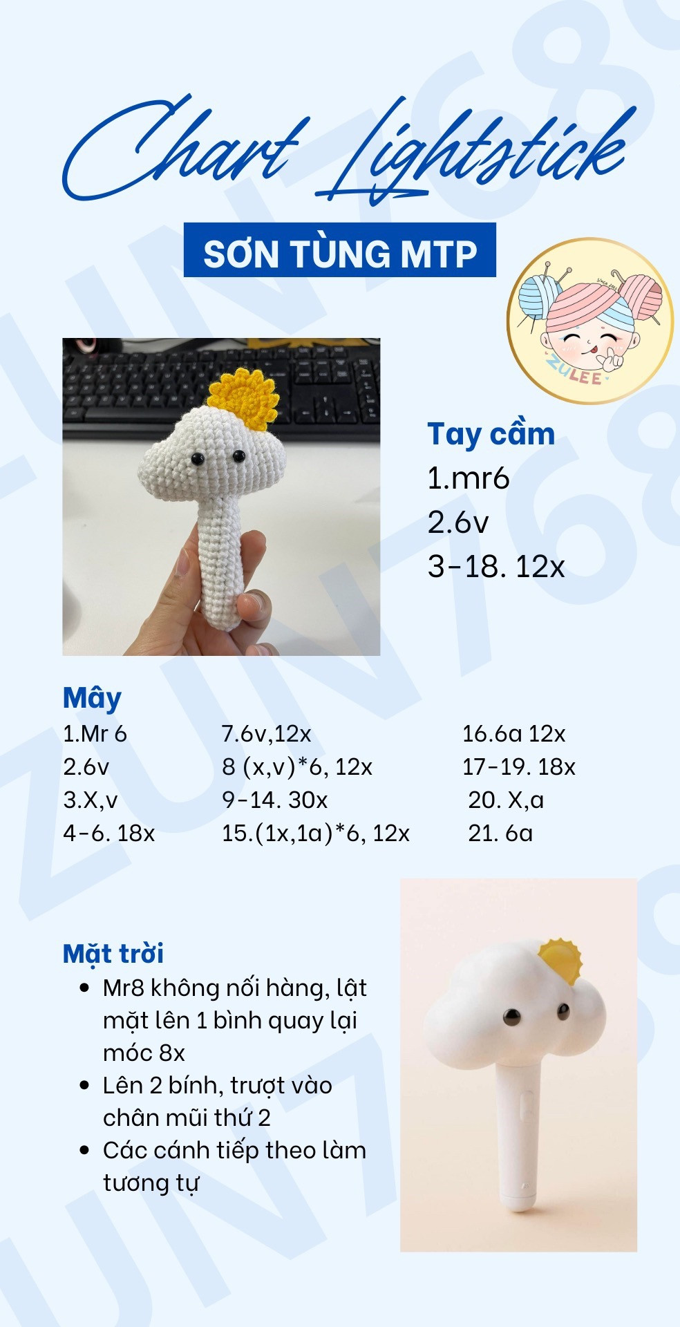 Chart móc len Lightstick Mây Sơn Tùng MTP