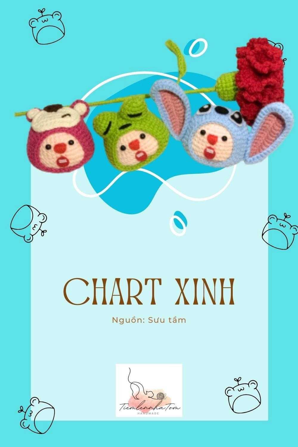 Chart Móc Len Loopy + Mũ: Hướng dẫn chi tiết làm đầu, mũ cho Gấu Dâu, Ếch và Stitch