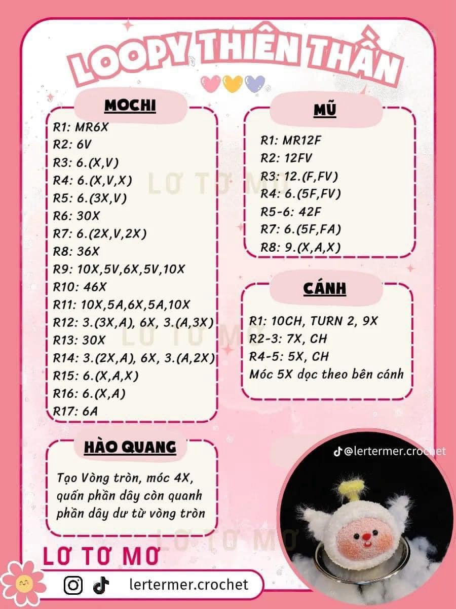 Chart Móc Len Loopy Thiên Thần - Hướng Dẫn Chi Tiết Từng Hàng