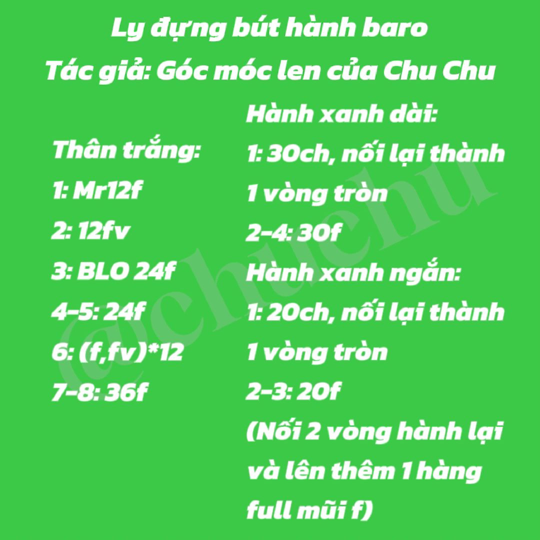Chart móc len ly đựng bút hình hành Baro xanh trắng