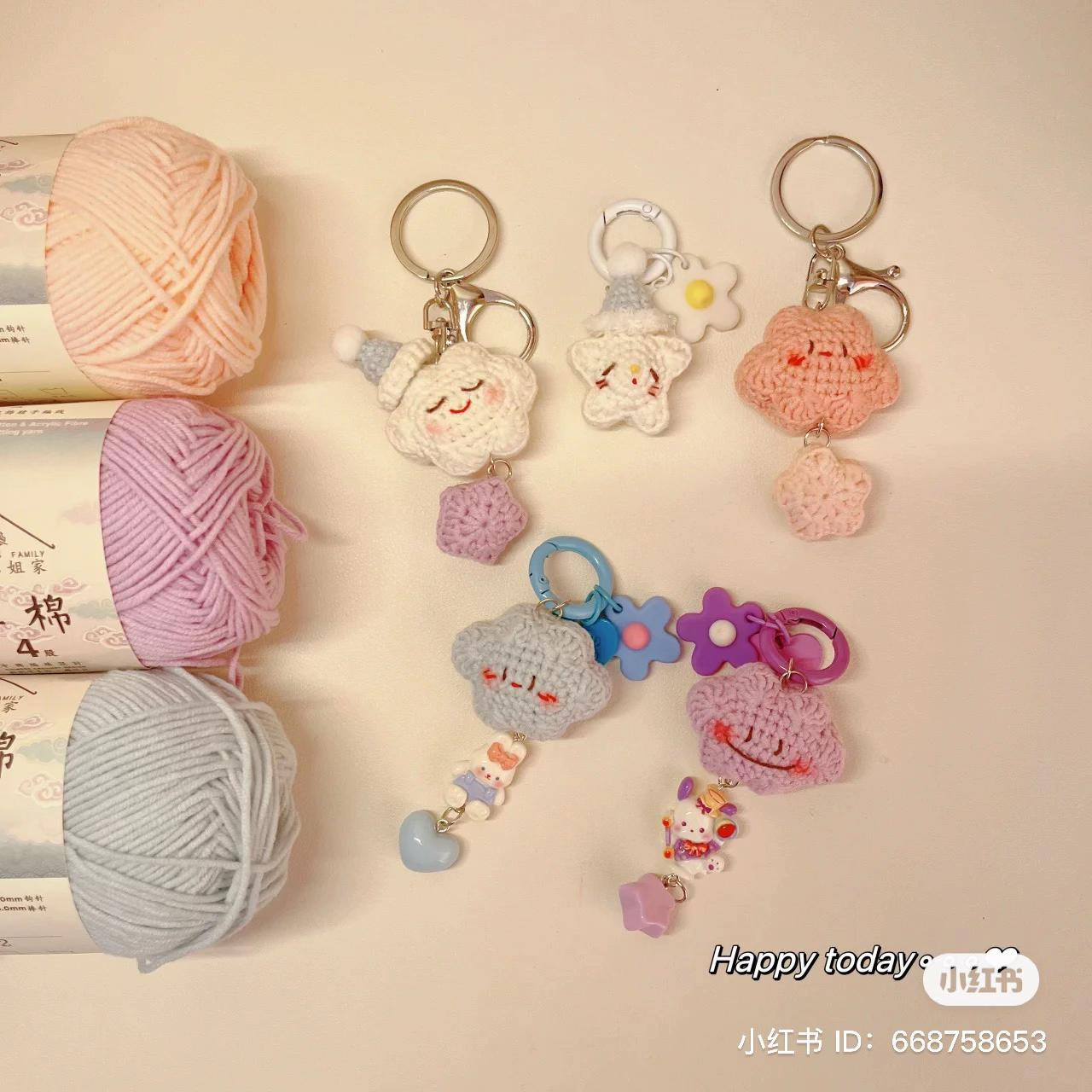 Chart móc len Mây và Sao màu pastel dễ thương