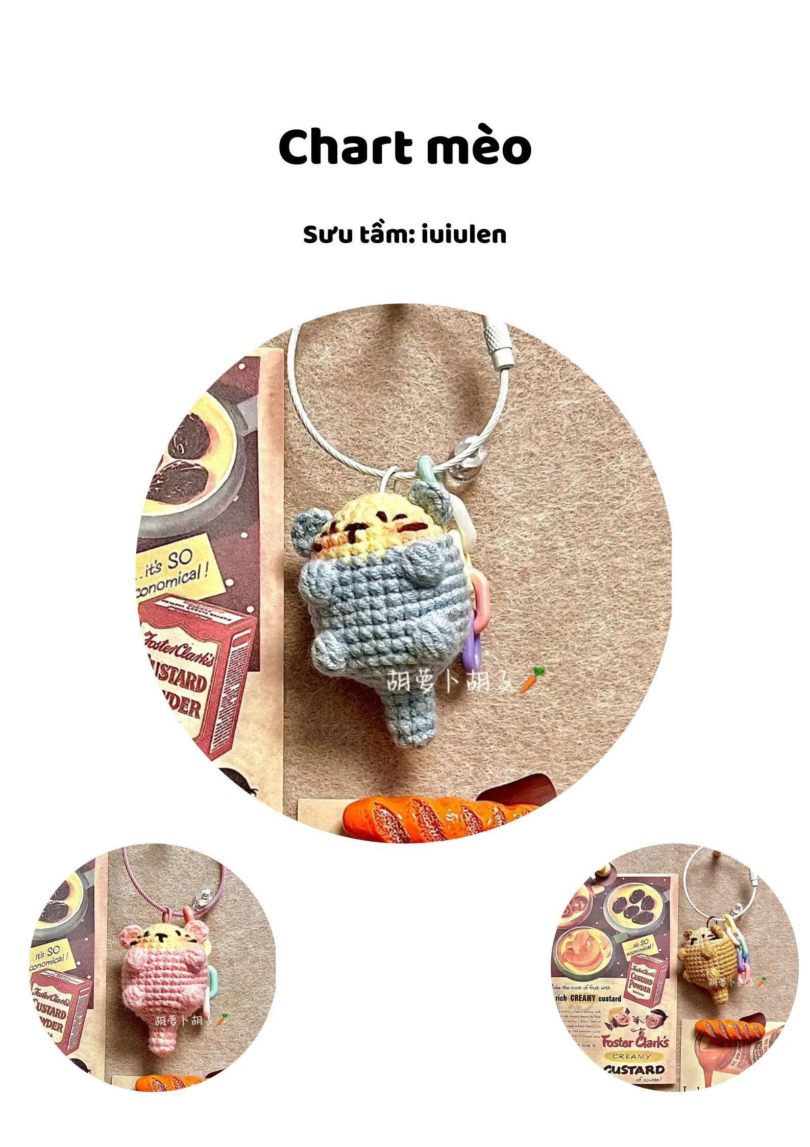 Chart móc len mèo con dễ thương nhiều màu sắc