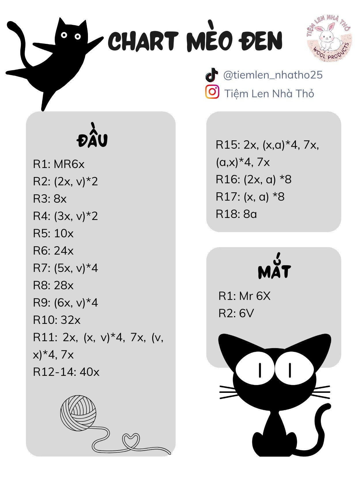 Chart Móc Len Mèo Đen Cute