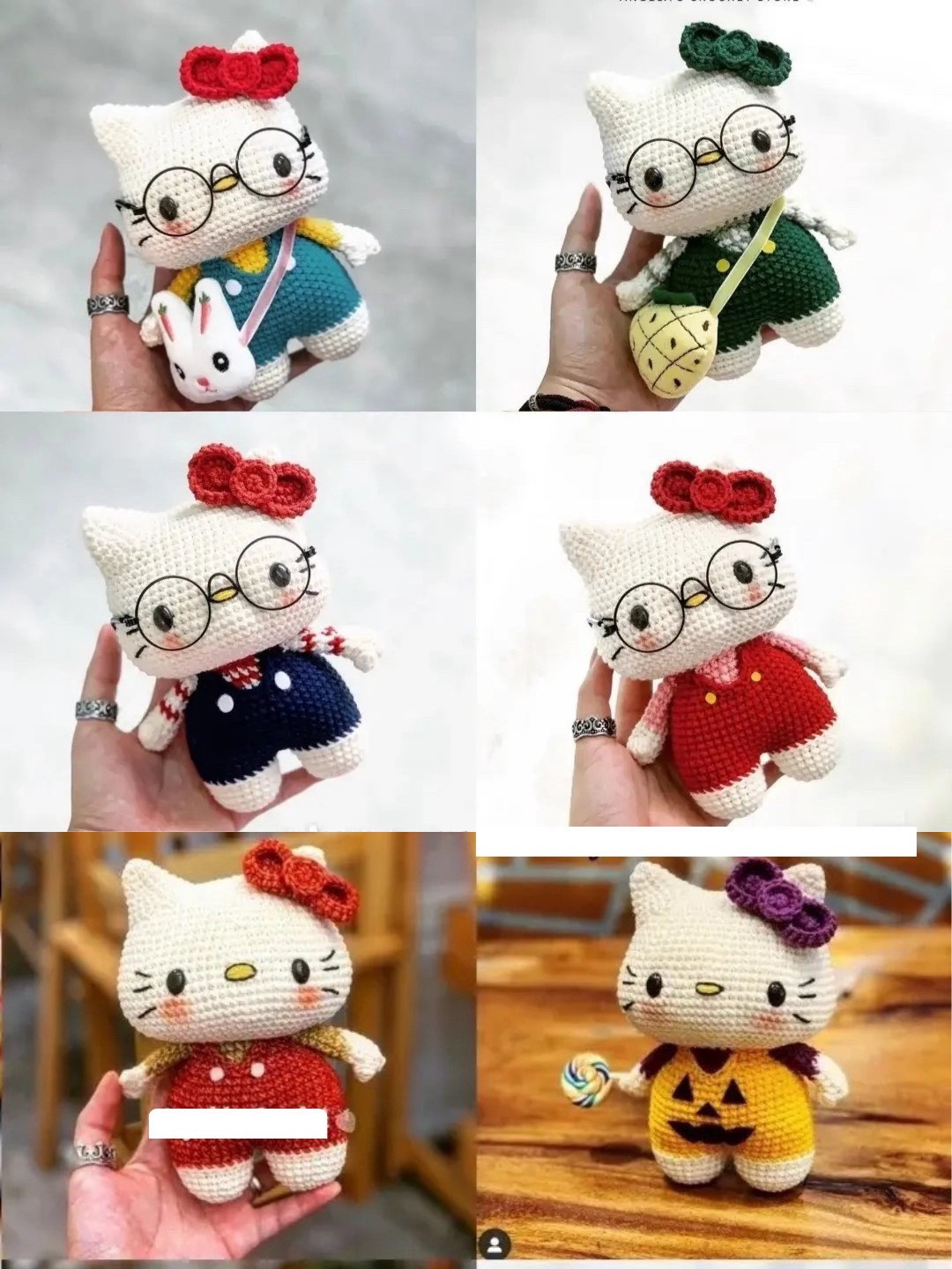 Chart móc len Mèo Hello Kitty dễ thương với nhiều trang phục và phụ kiện