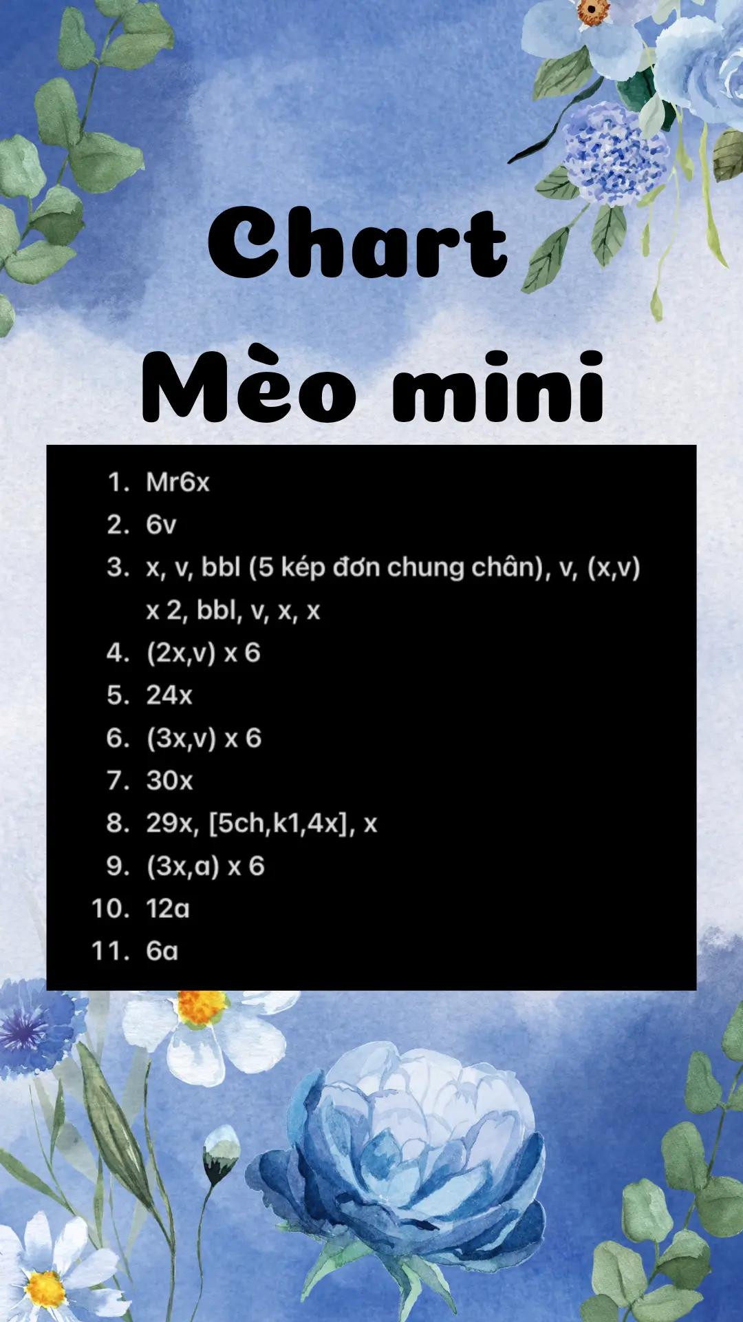 Chart Móc len Mèo mini dễ thương nhiều màu sắc