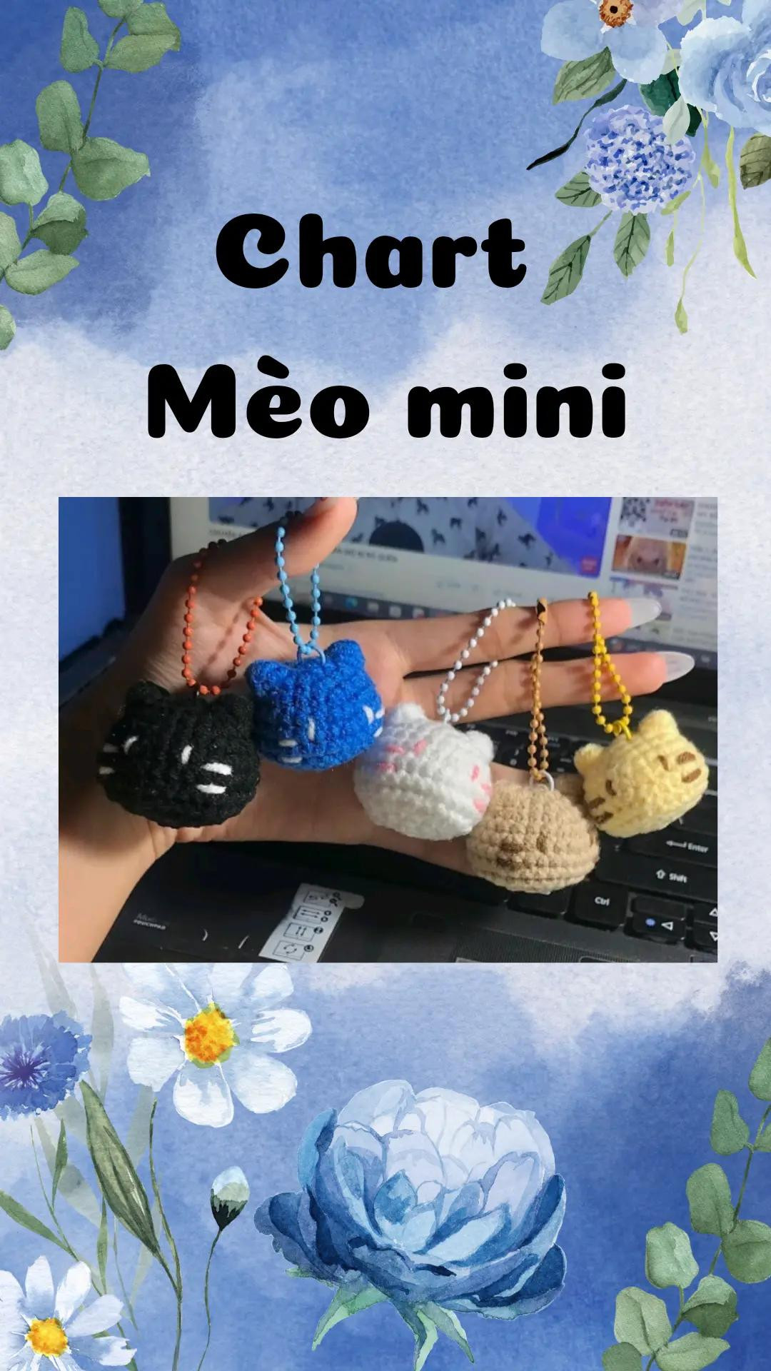 Chart Móc len Mèo mini dễ thương nhiều màu sắc