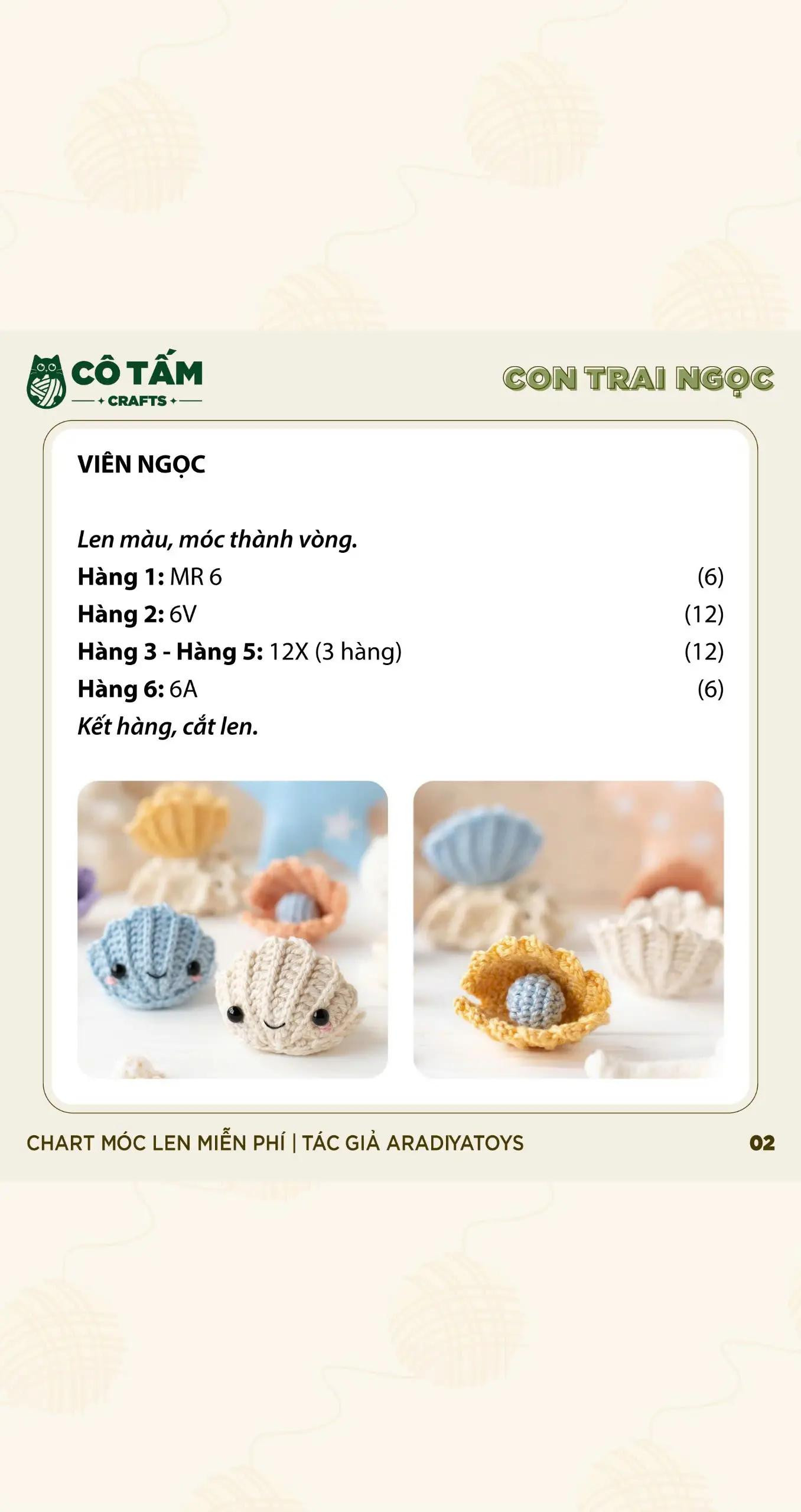 Chart Móc Len Miễn Phí: Con Nhạu (Con Trai Ngọc) - Tác Giả AradiyaToys