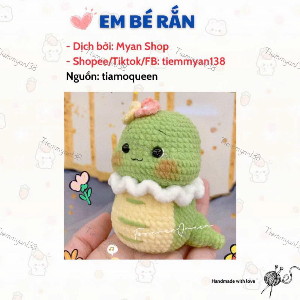Chart móc len miễn phí Em Bé Rắn má phúng phính dễ thương màu xanh