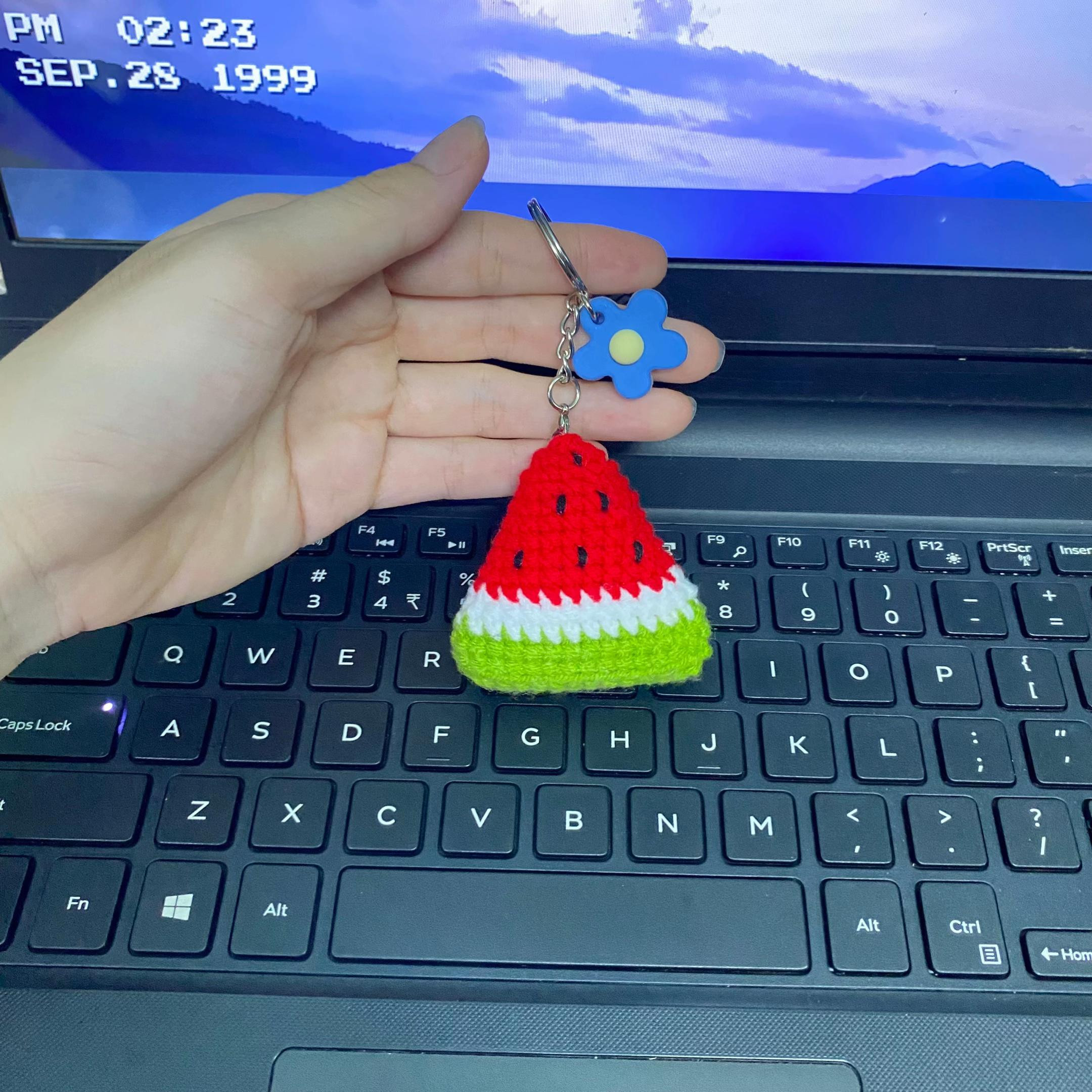 Chart móc len miếng dưa hấu đỏ xanh trắng dễ thương