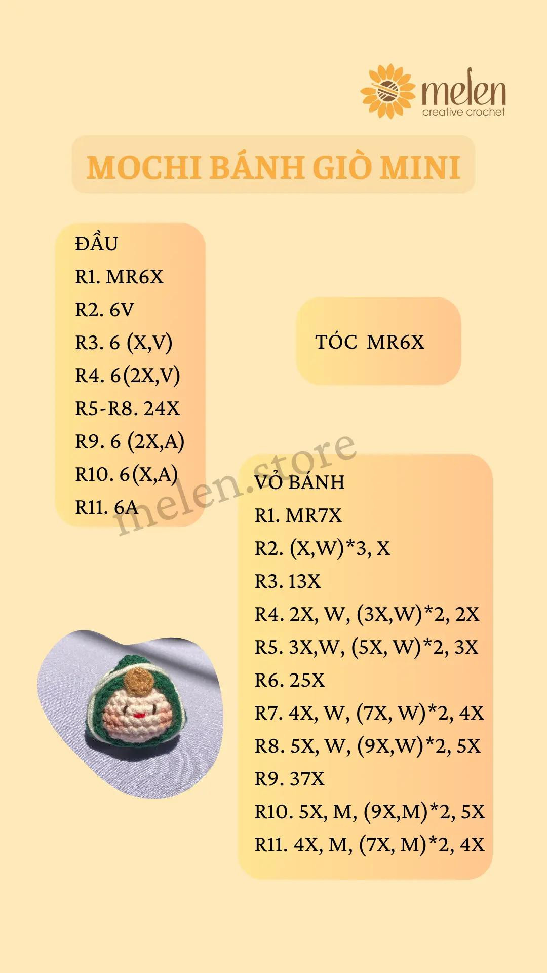 Chart móc len Mochi Bánh Giò Mini dễ thương