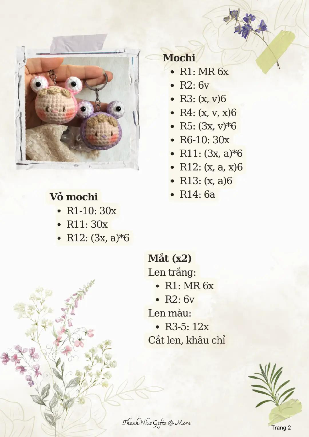 Chart móc len Mochi ếch mini dễ thương