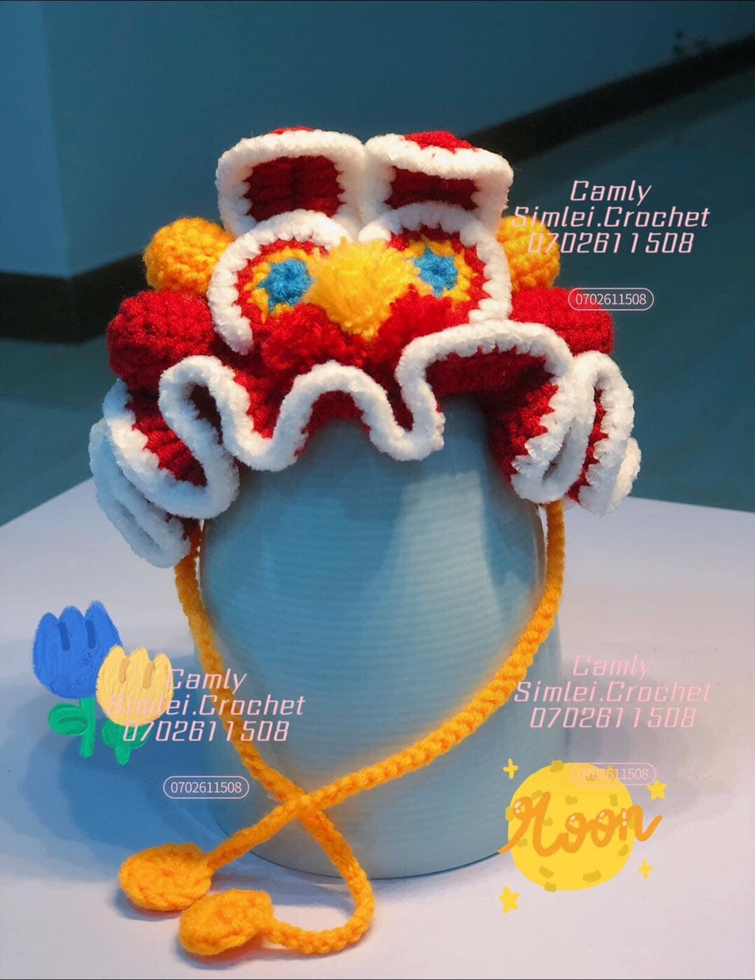 Chart Móc Len Mũ Lân và Mũ Xương Rồng Cho Thú Cưng