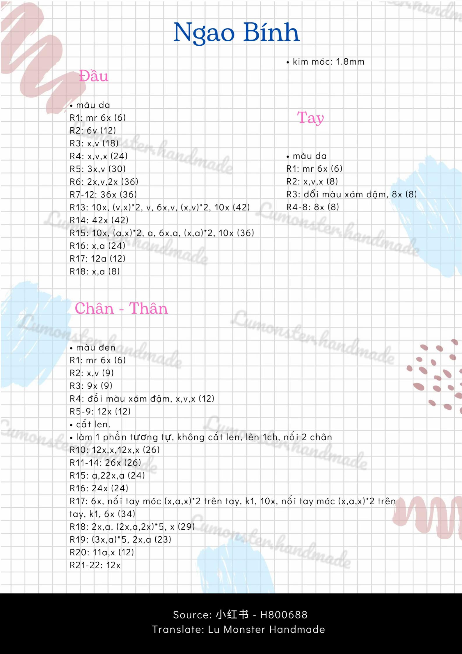 Chart móc len Ngao Bính - Nhân vật mặc giáp xám và đen