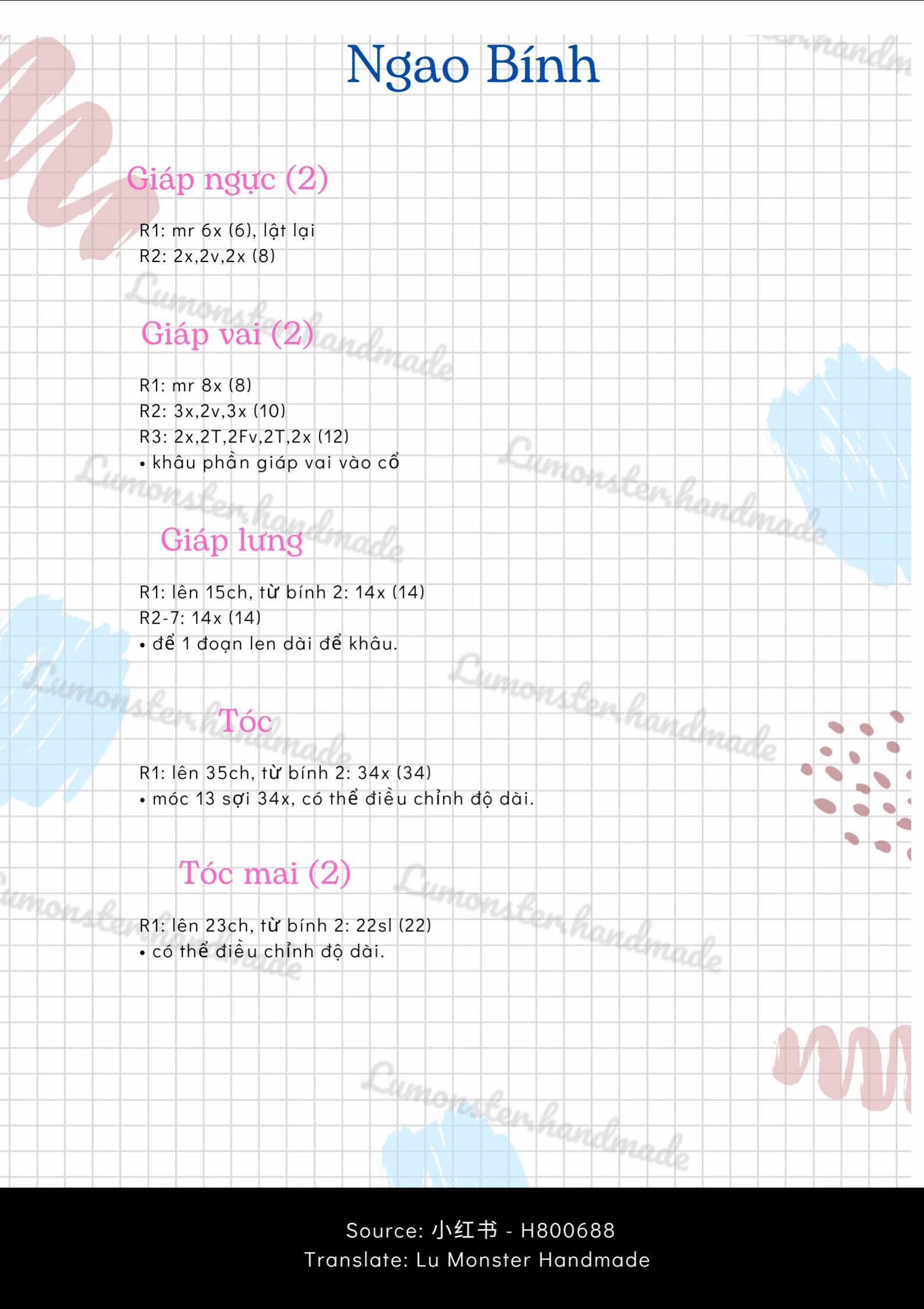 Chart móc len Ngao Bính - Nhân vật mặc giáp xám và đen