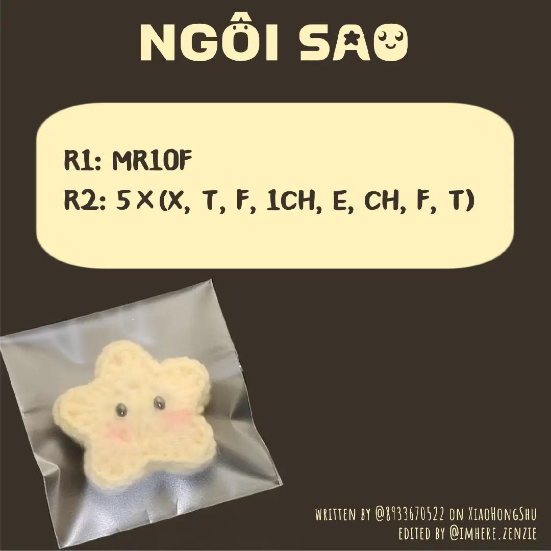 Chart móc len ngôi sao, hoa tím, cỏ 4 lá và chà cá màu pastel