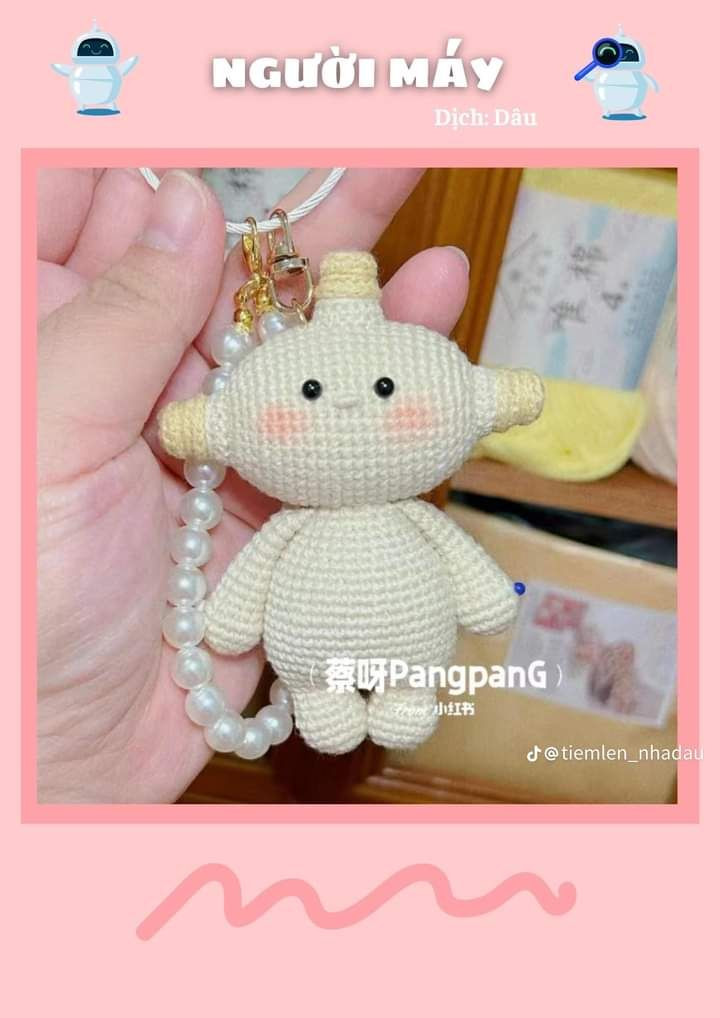 Chart móc len người máy màu kem dễ thương