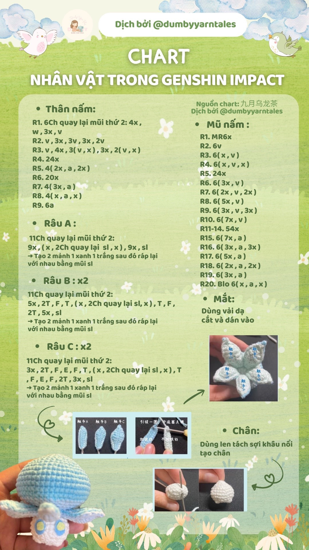 Chart móc len nhân vật nấm trong Genshin Impact