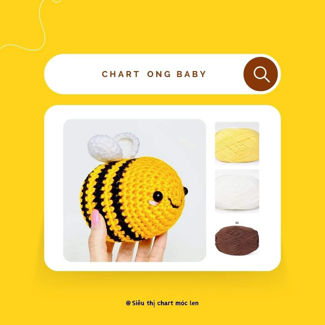 Chart móc len Ong Baby - Hướng dẫn chi tiết thân và cánh