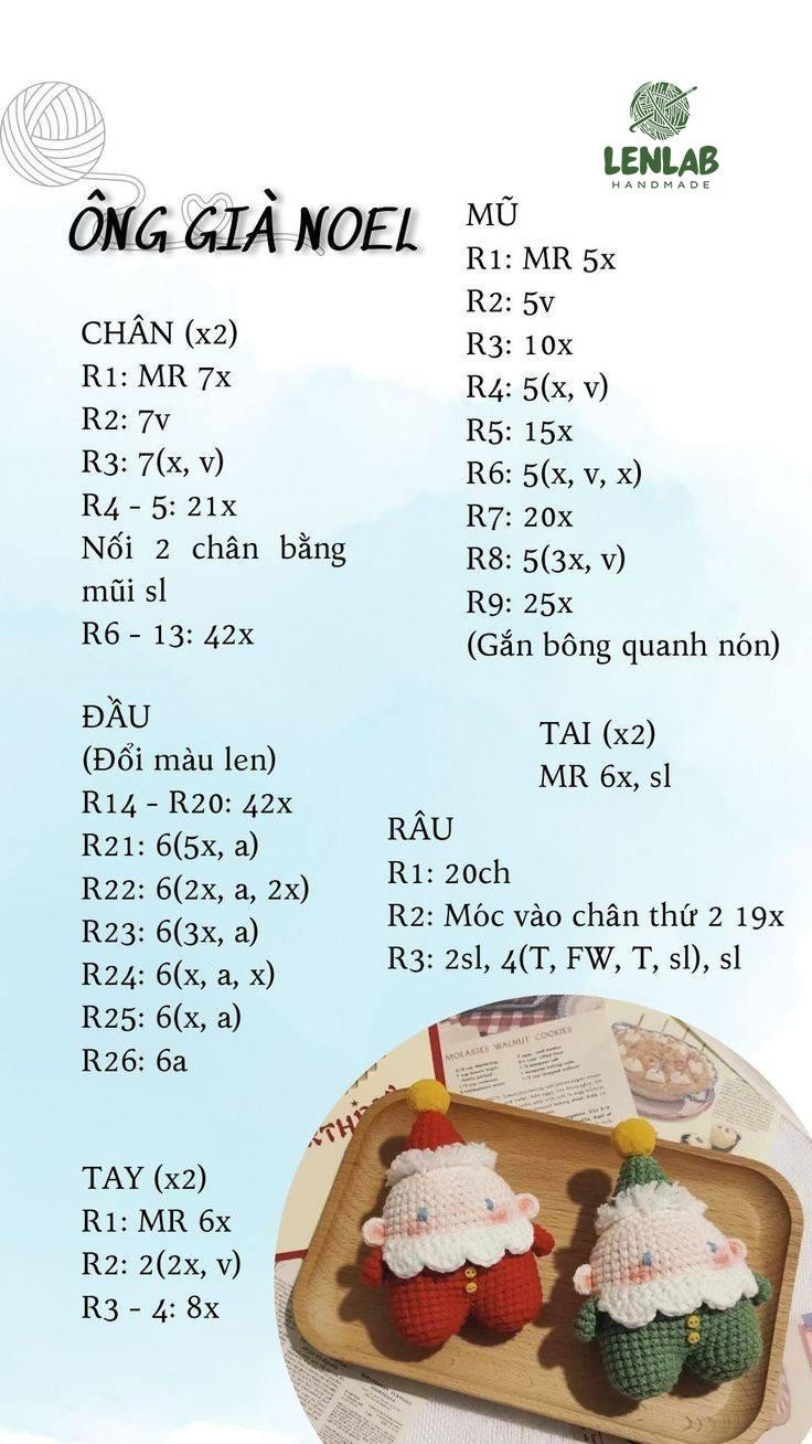 Chart Móc Len Ông Già Noel - Hướng Dẫn Chi Tiết Từng Phần