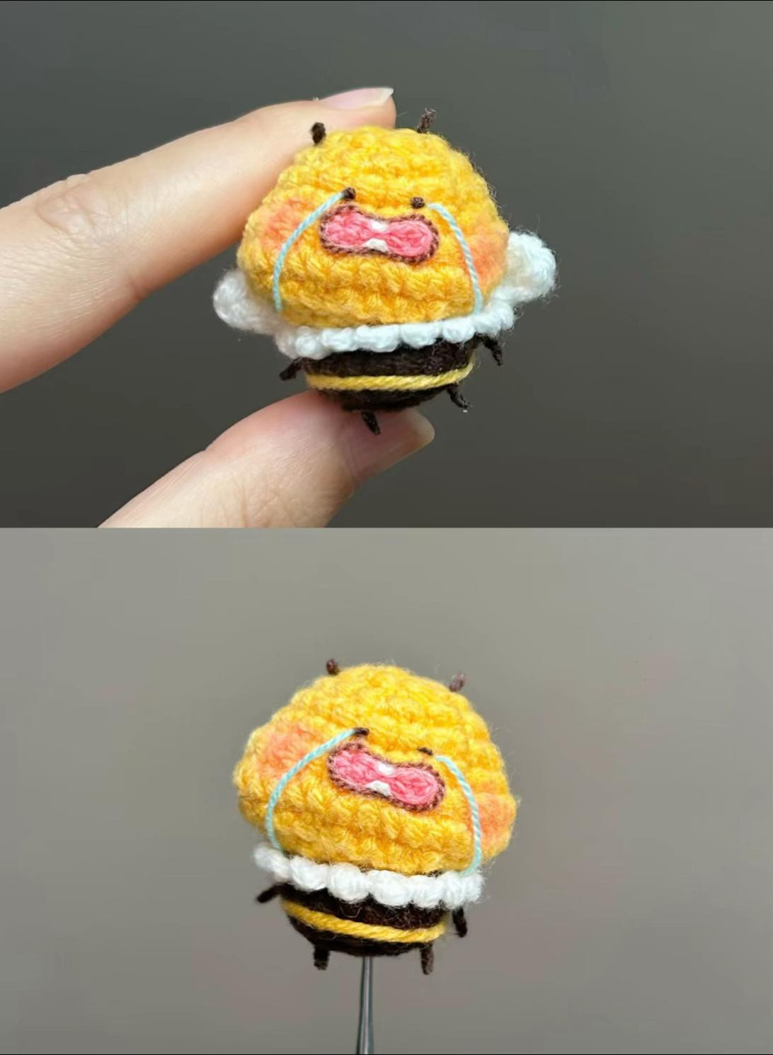 Chart móc len ong nhỏ dễ thương, màu vàng cam