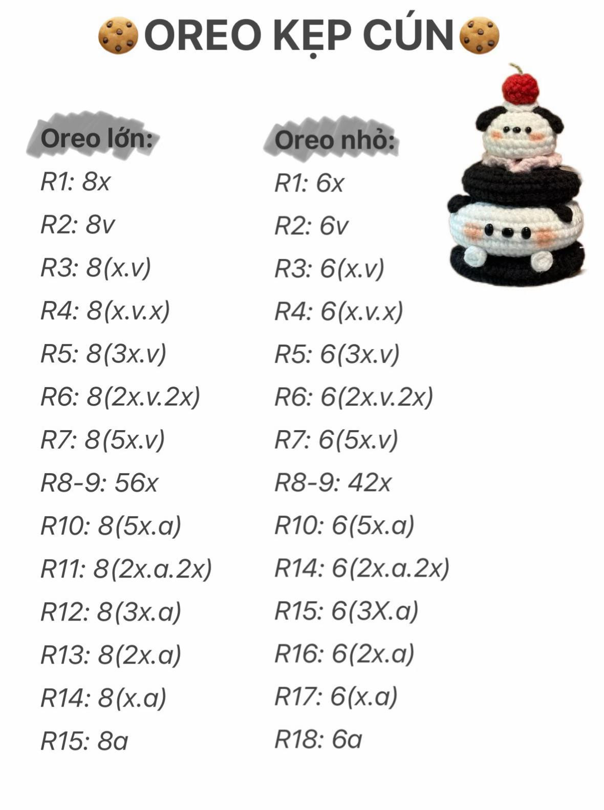 Chart Móc Len Oreo Kẹp Cún - Hướng Dẫn Chi Tiết Từng Hàng