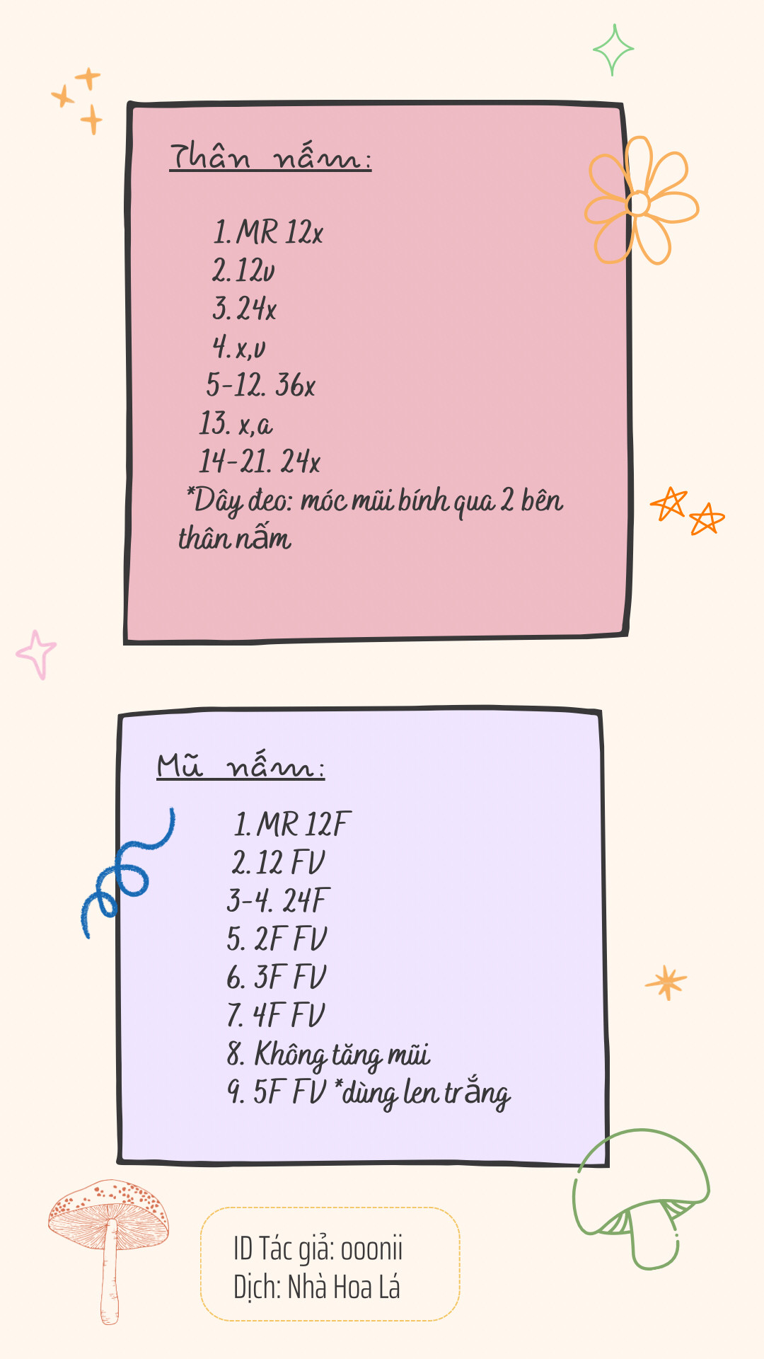 Chart móc len phụ kiện treo túi hình nấm dễ thương
