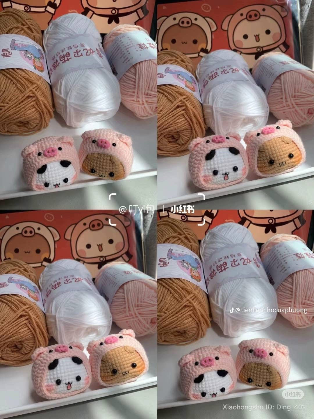 Chart móc len Piggy Bubu - Búp bê heo mũ dễ thương