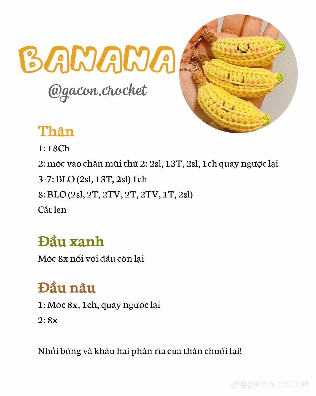 Chart móc len quả chuối mini dễ thương