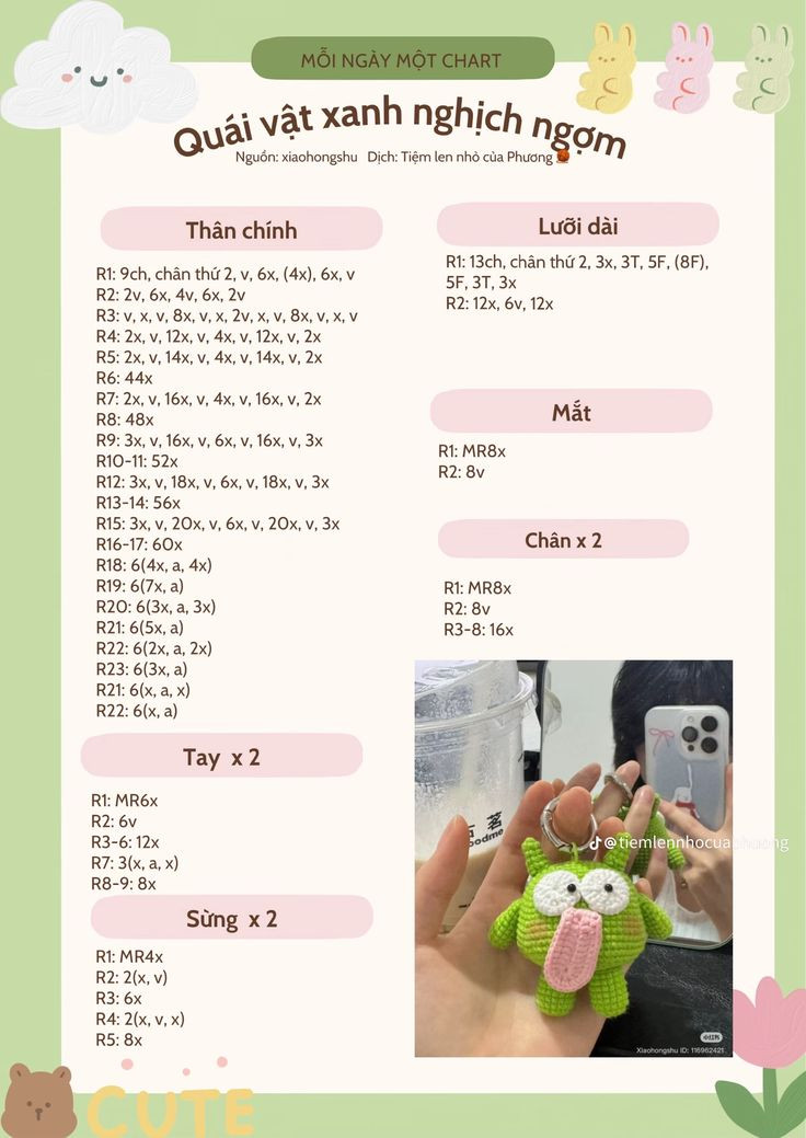 Chart móc len quái vật xanh nghịch ngợm lưỡi dài