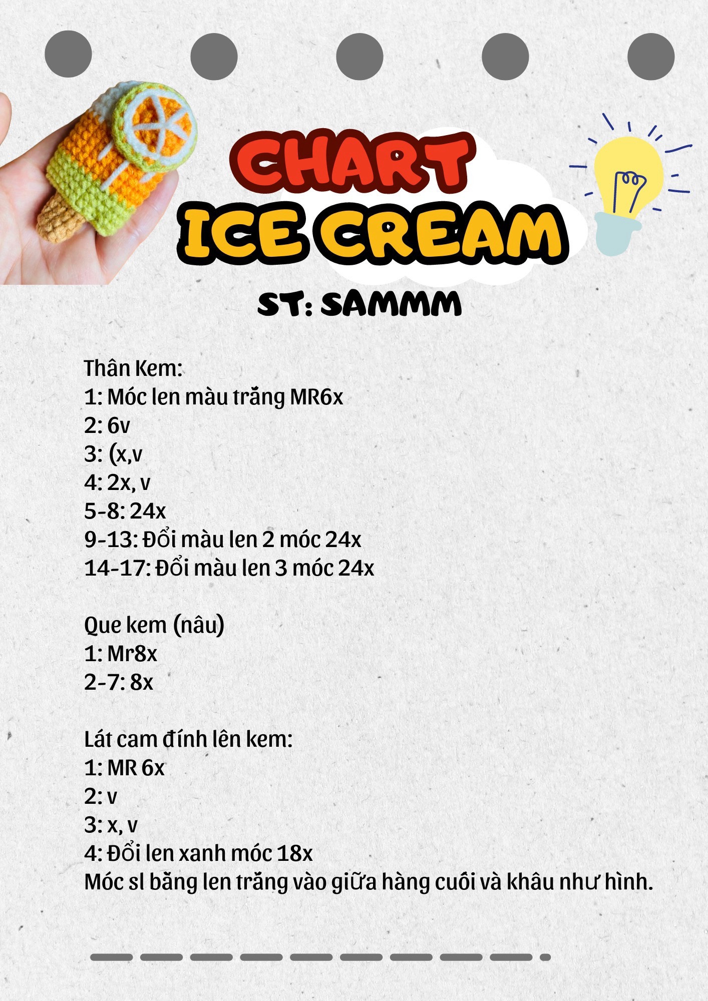 Chart Móc Len Que Kem Cam Tròn - Hướng Dẫn Chi Tiết