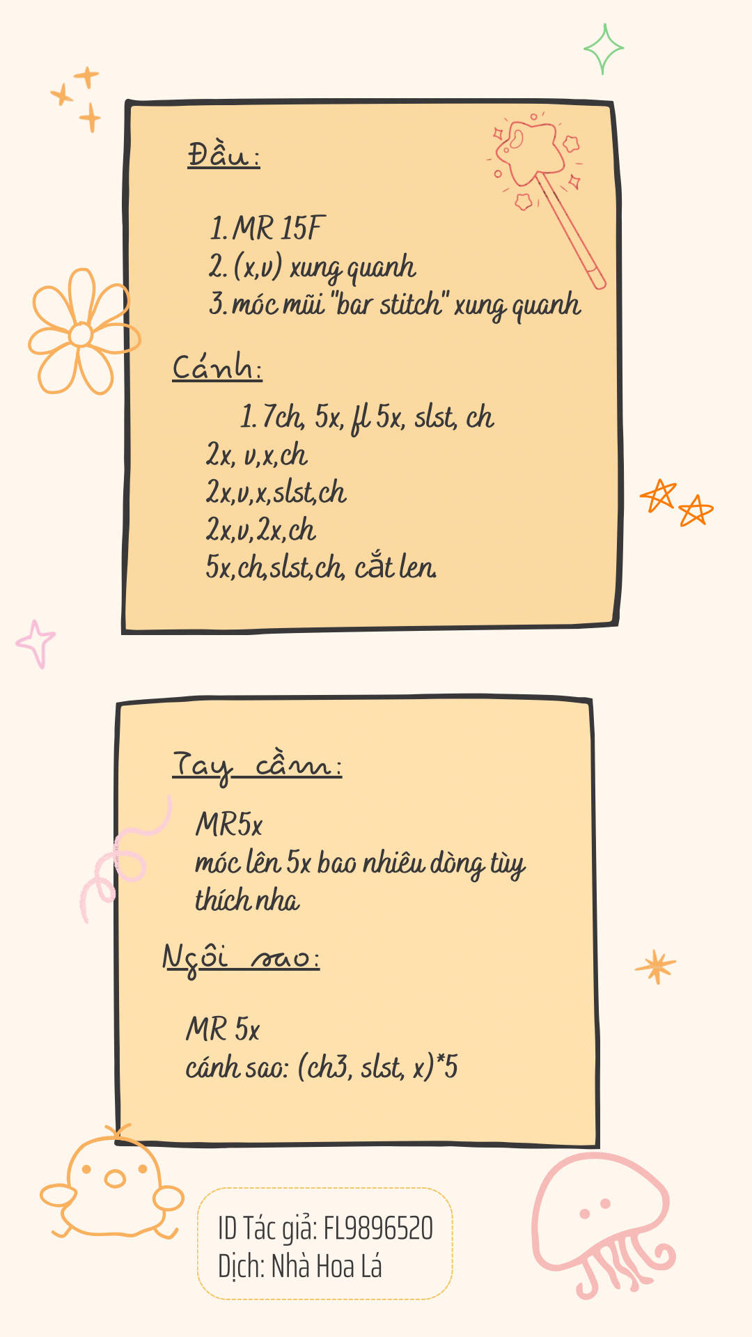 Chart móc len que phép Sakura Cardcaptor màu hồng và vàng