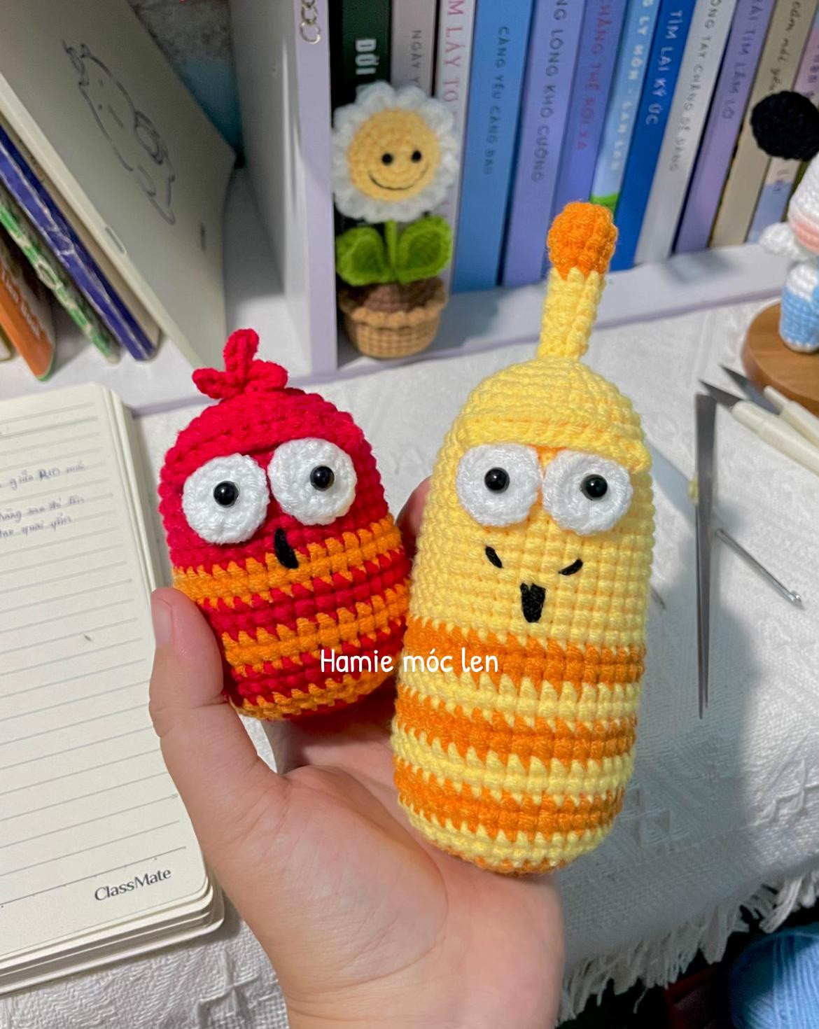 Chart móc len Sâu Vàng và Sâu Đỏ, hướng dẫn chi tiết từng hàng