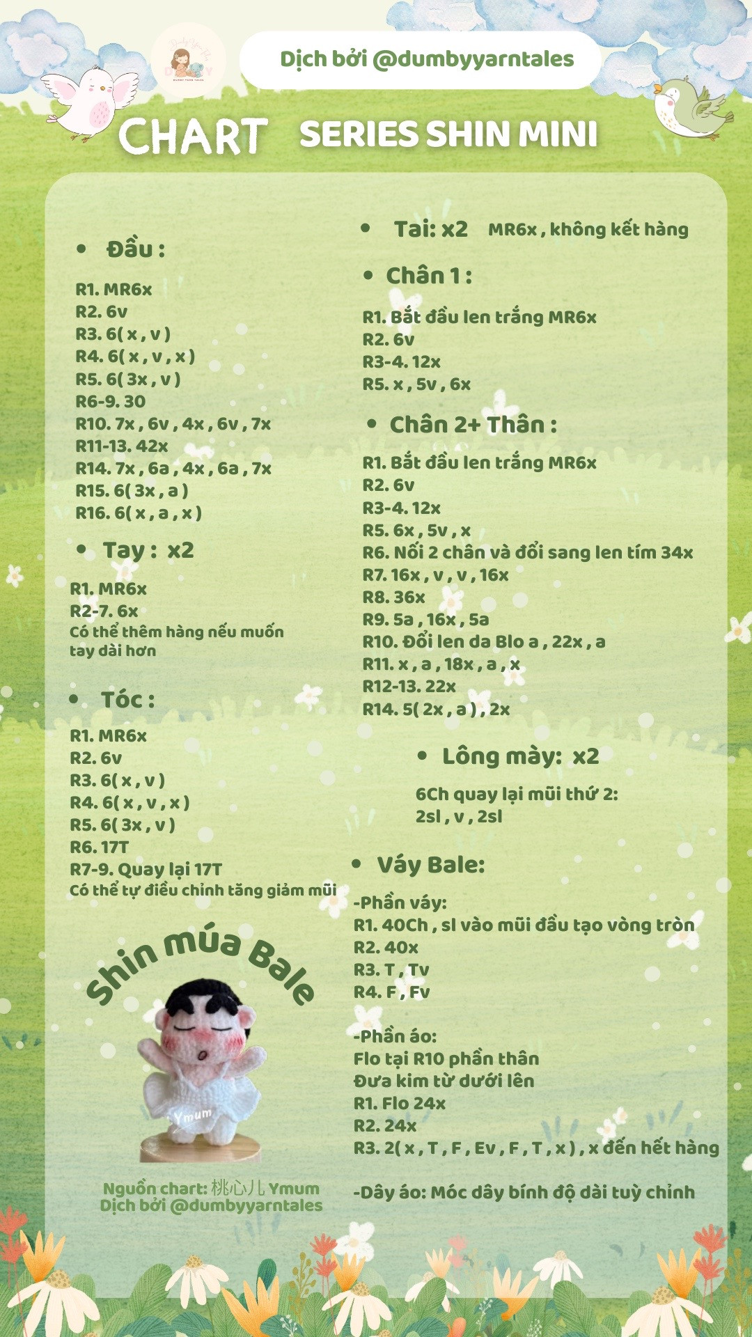 Chart móc len Series Shin Mini: Shin múa Bale, trượt tuyết, bóng chày và đi chợ