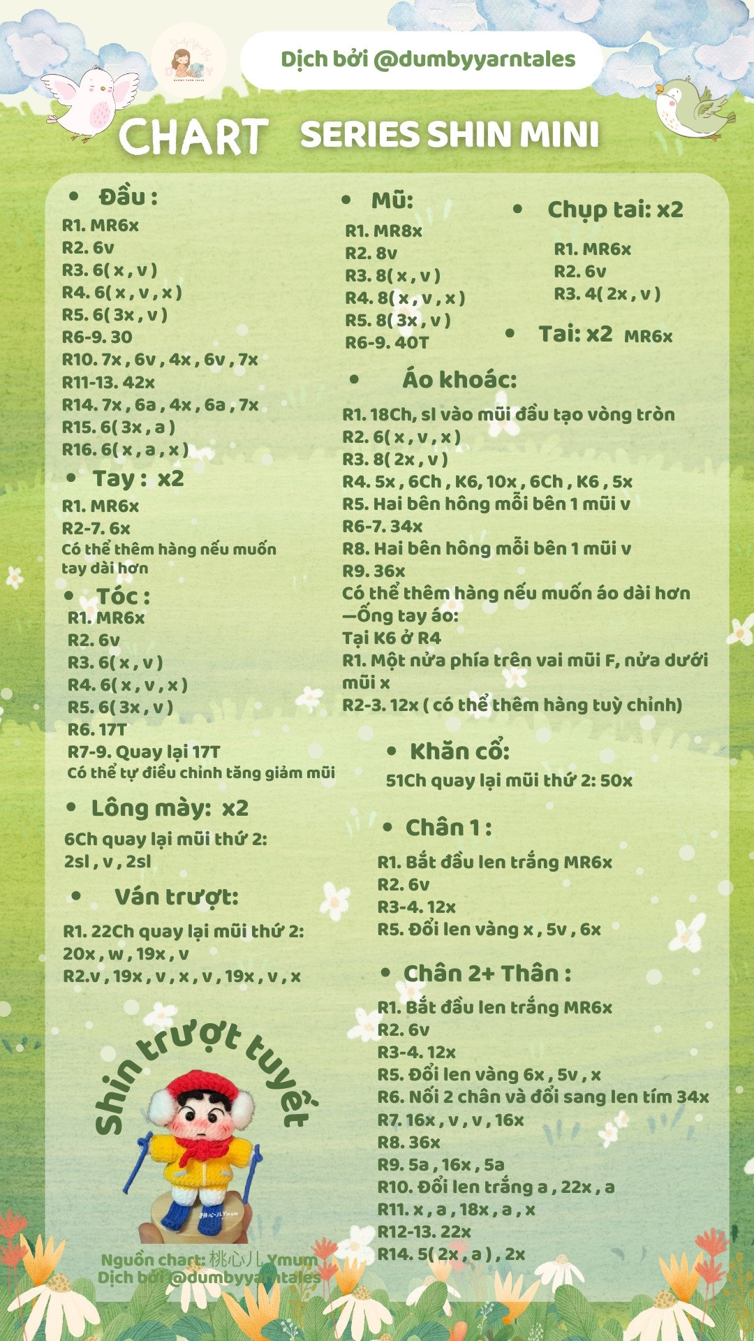 Chart móc len Series Shin Mini: Shin múa Bale, trượt tuyết, bóng chày và đi chợ