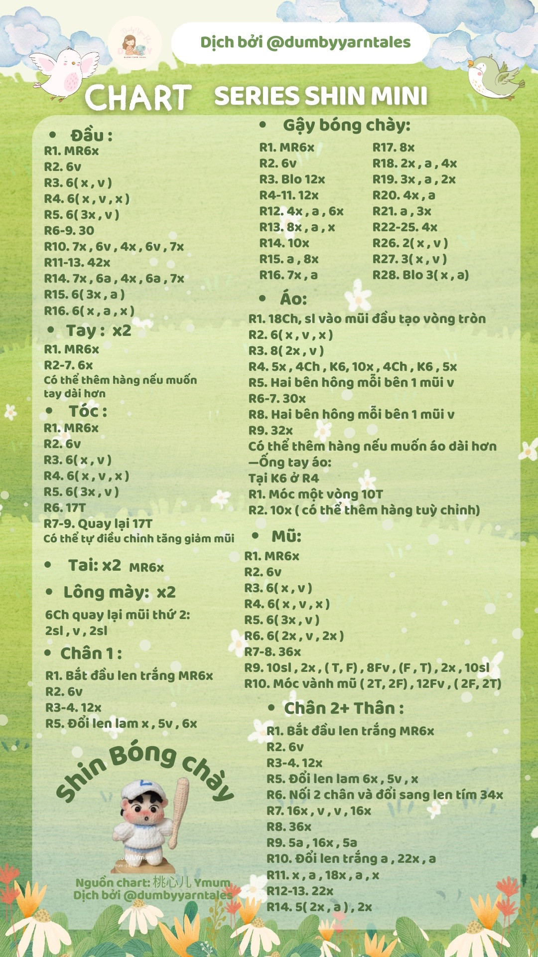 Chart móc len Series Shin Mini: Shin múa Bale, trượt tuyết, bóng chày và đi chợ