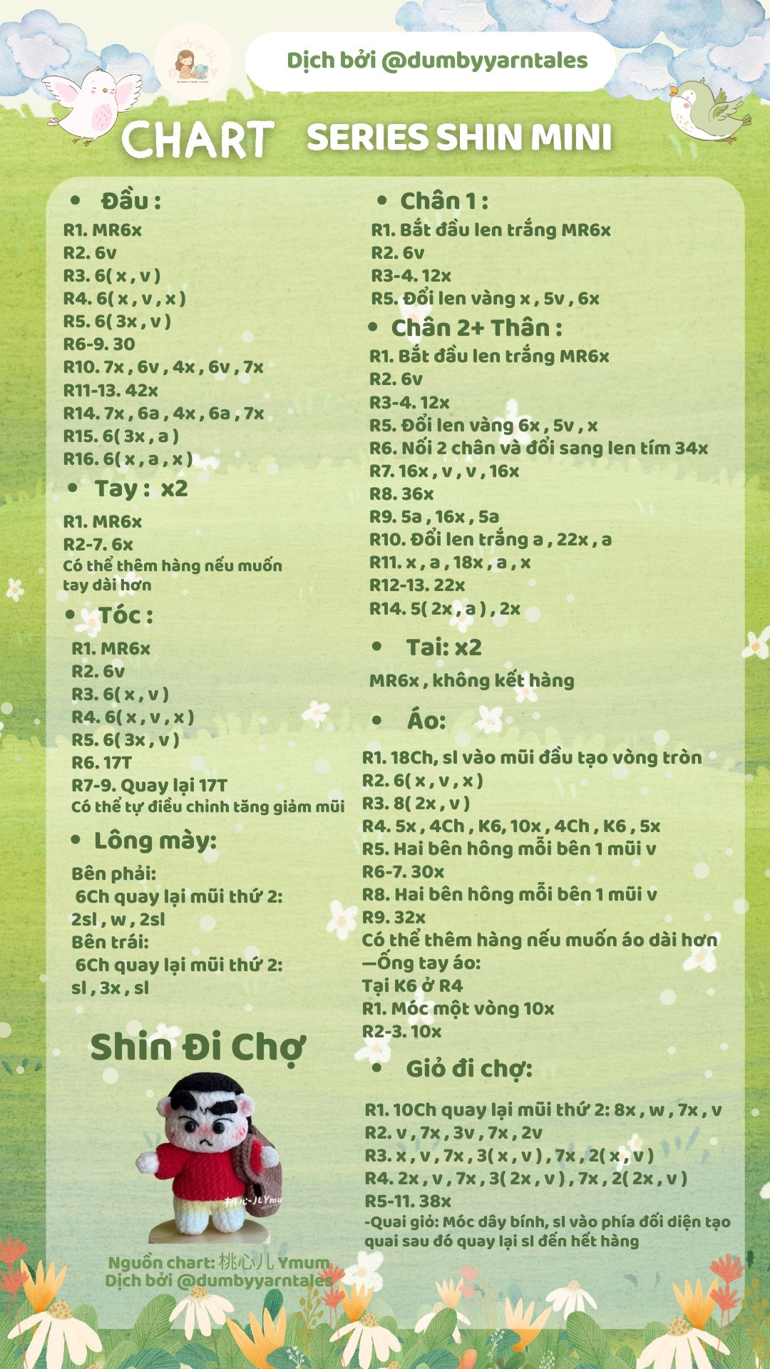 Chart móc len Series Shin Mini: Shin múa Bale, trượt tuyết, bóng chày và đi chợ