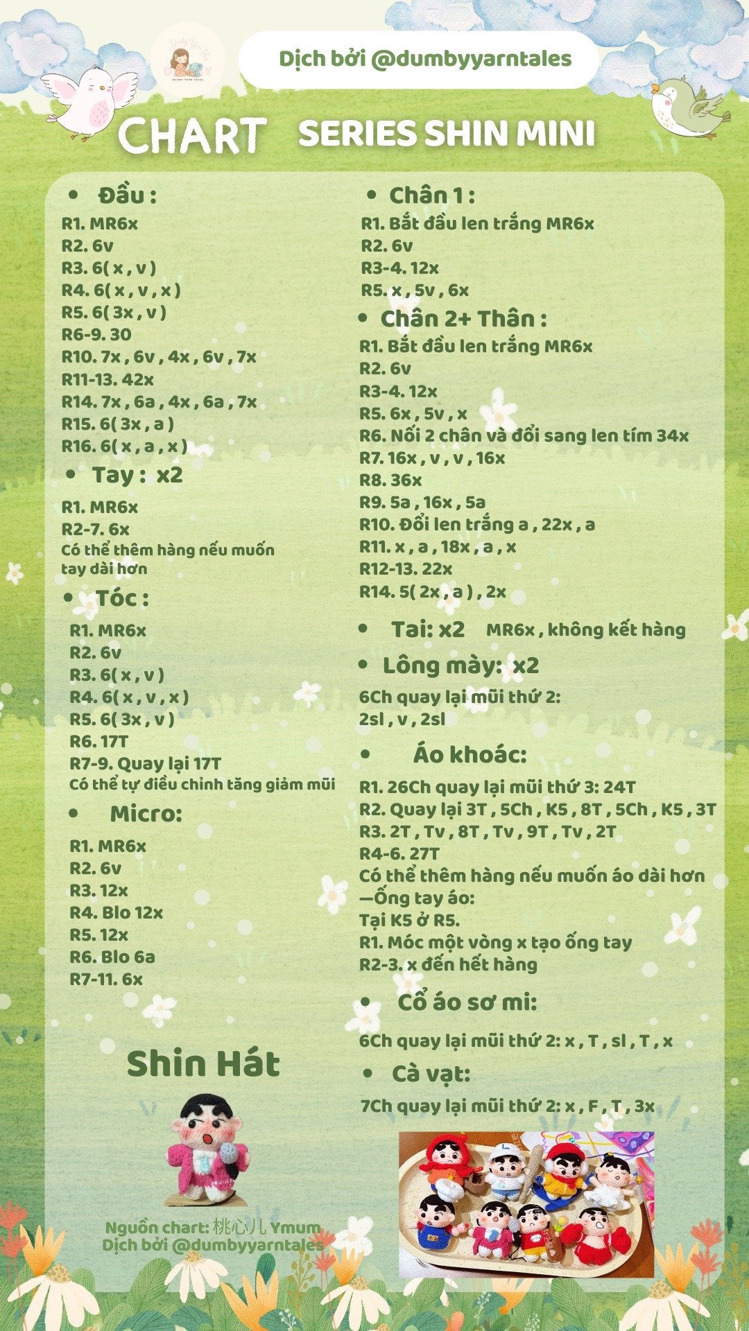 Chart móc len Series Shin Mini: Shin múa Bale, trượt tuyết, bóng chày và đi chợ