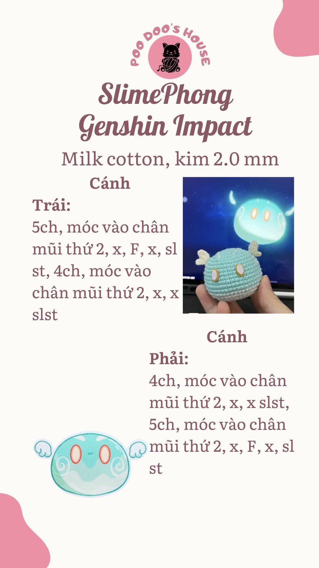 Chart móc len Slime Phong Genshin Impact - Len Milk Cotton