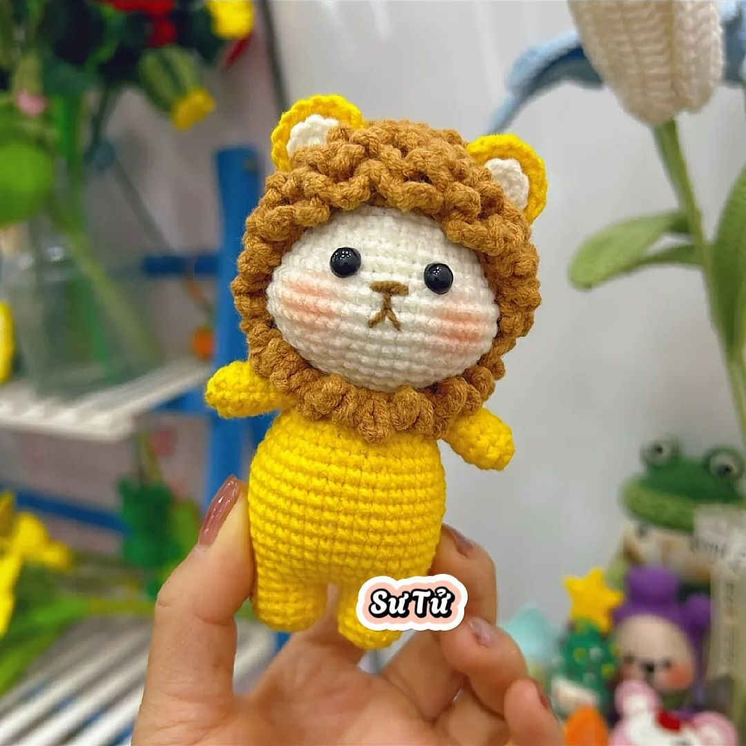 Chart Móc Len Sư Tử Vàng Amigurumi Chi Tiết