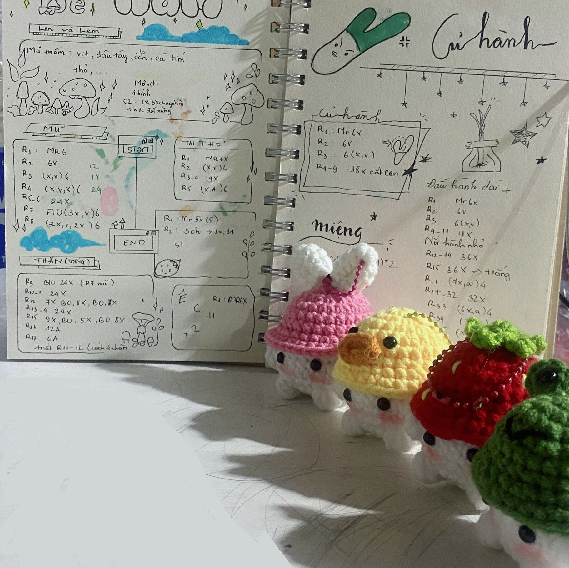 Chart móc len sưu tầm: búp bê, động vật và rau củ dễ thương