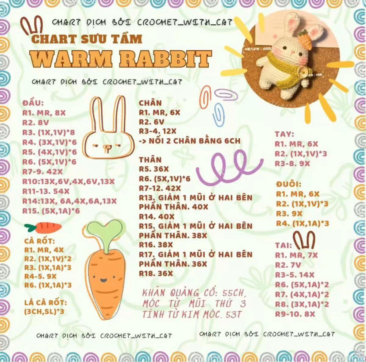 Chart Móc Len Thỏ Ấm Áp Warm Rabbit