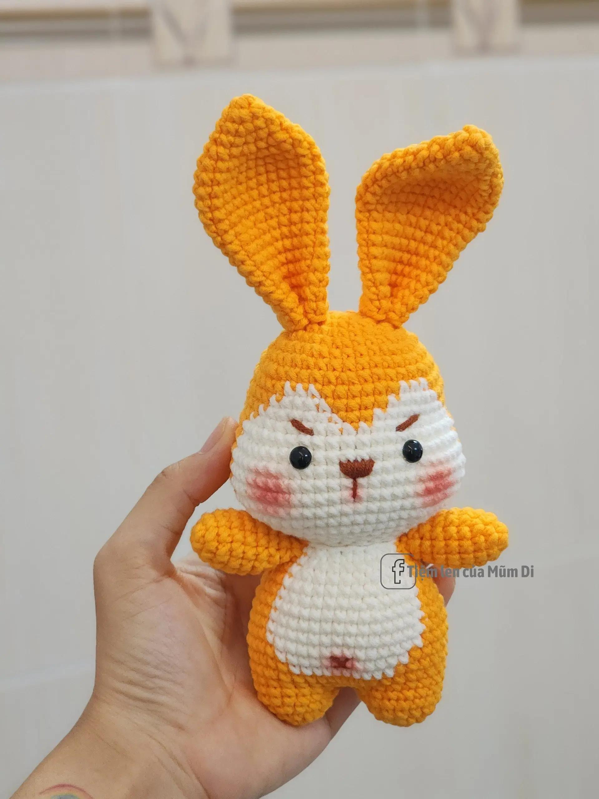 Chart Móc Len Thỏ Amigurumi Xanh và Vàng Dễ Thương