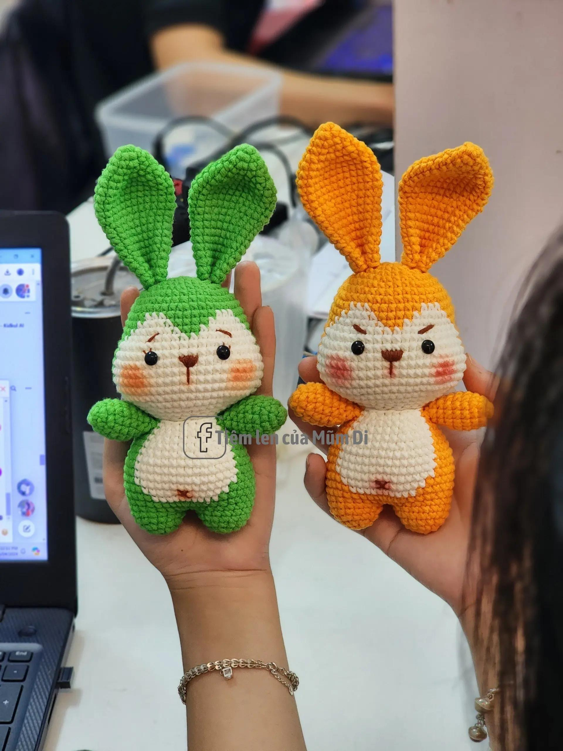 Chart Móc Len Thỏ Amigurumi Xanh và Vàng Dễ Thương
