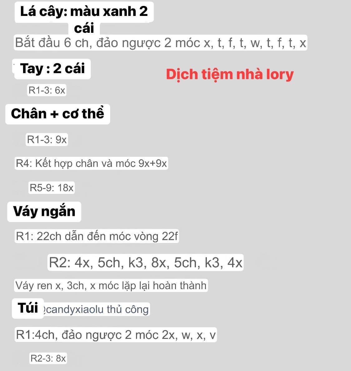 Chart móc len thỏ hoa dễ thương, vòng hoa và váy