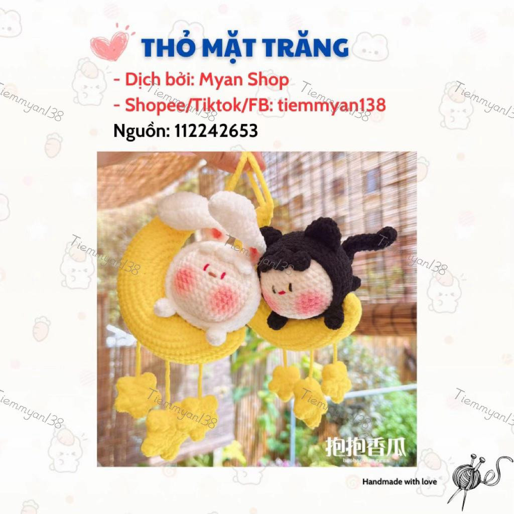 Chart Móc Len Thỏ Mặt Trăng - Hướng Dẫn Chi Tiết Móc Thỏ Trắng, Gấu Đen Ngồi Trên Trăng Và Ngôi Sao