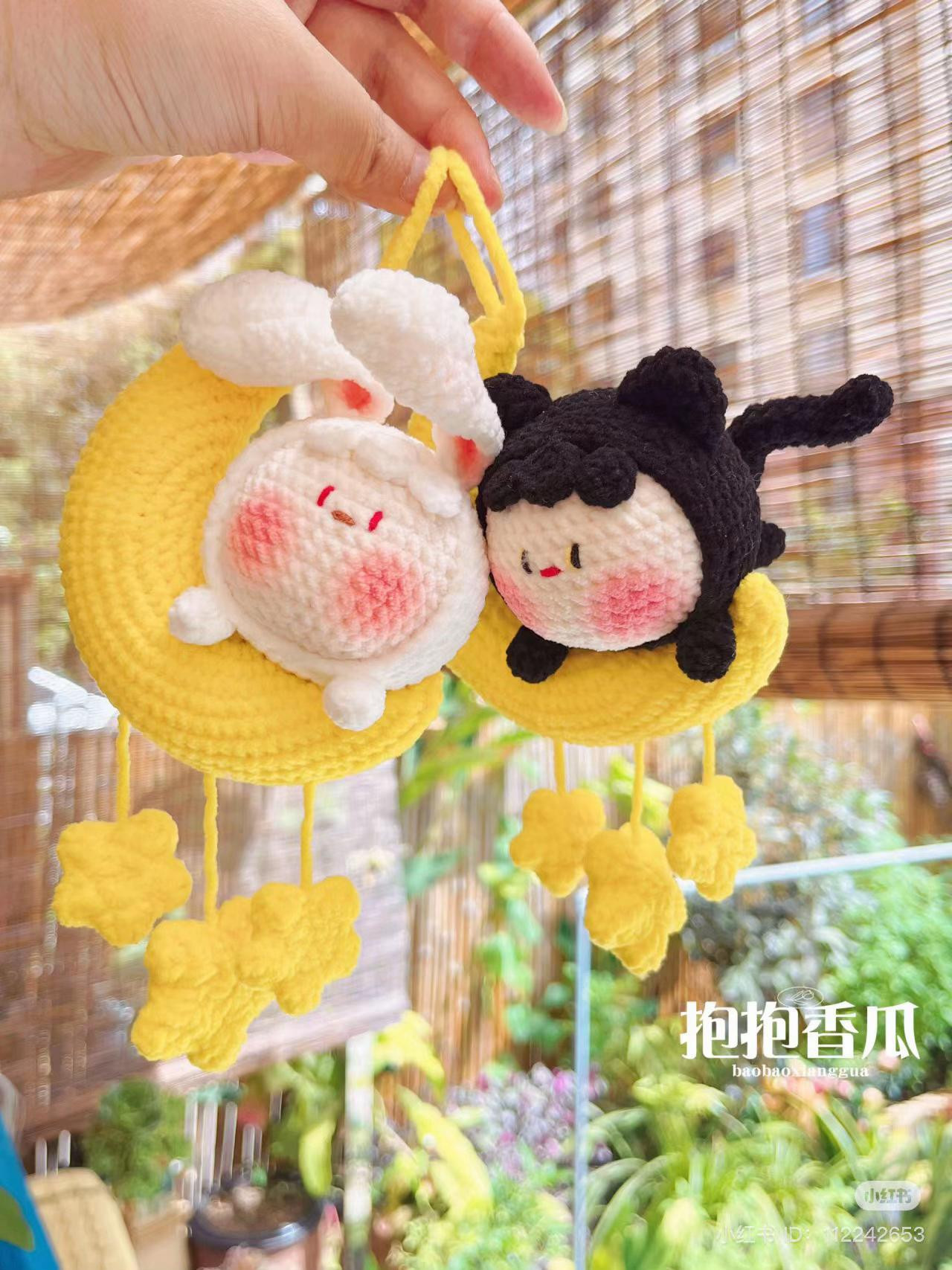 Chart Móc Len Thỏ Mặt Trăng - Hướng Dẫn Chi Tiết Móc Thỏ Trắng, Gấu Đen Ngồi Trên Trăng Và Ngôi Sao