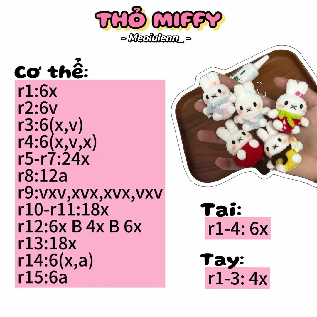 Chart Móc Len Thỏ Miffy Ngọt Ngào